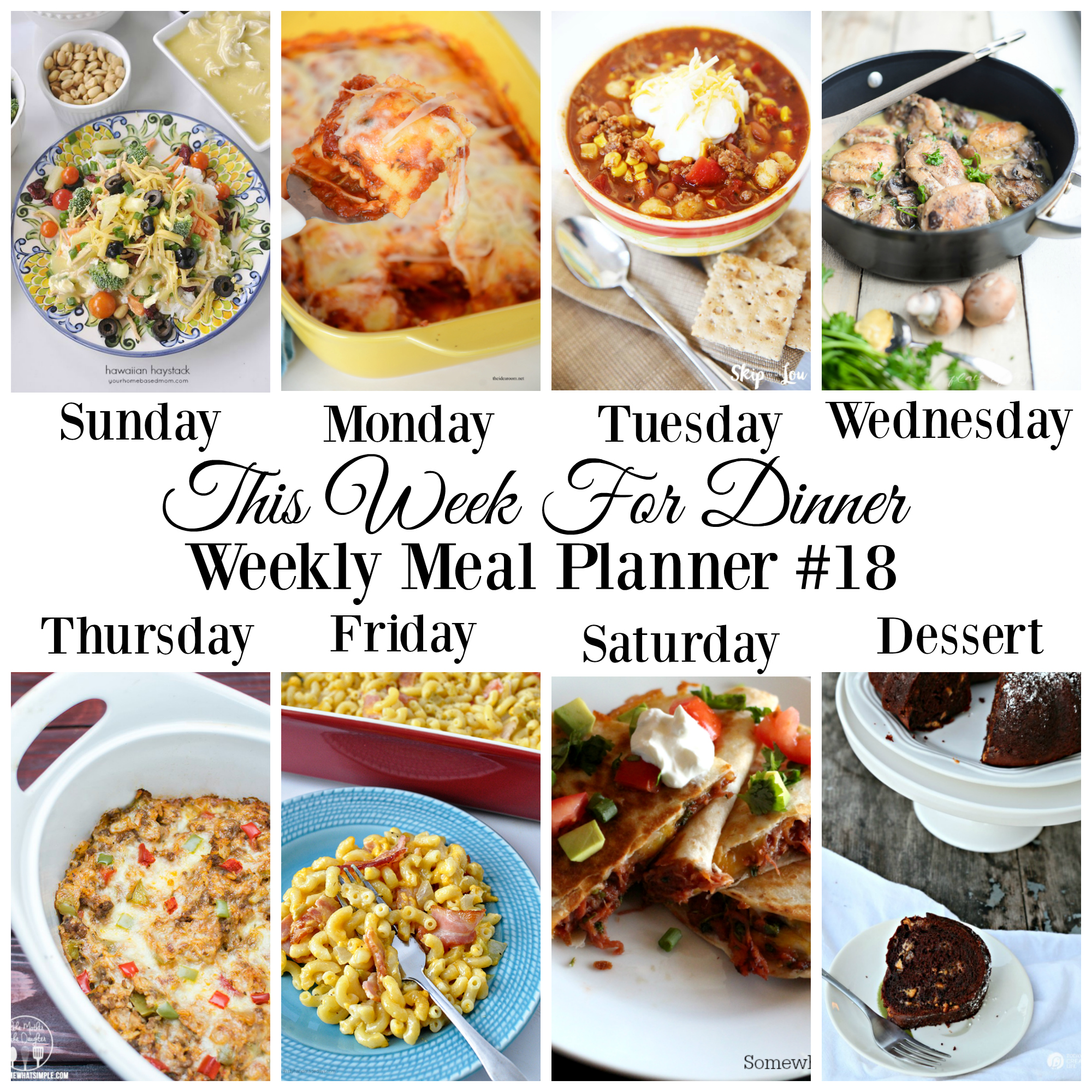 Weekly Meal Plan – Week 18