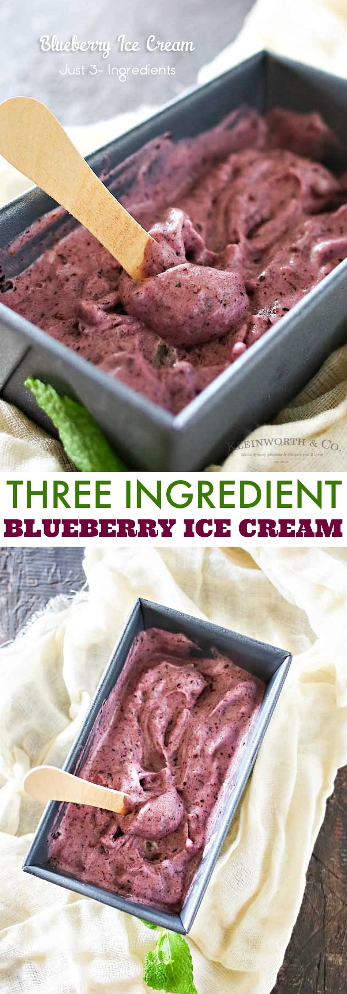 This Blueberry Ice Cream is a delicious dairy-free, 3-ingredient recipe with just fruits and honey. It takes just a couple minutes an a blender! It's a nutritious dessert that you won't feel guilty about!