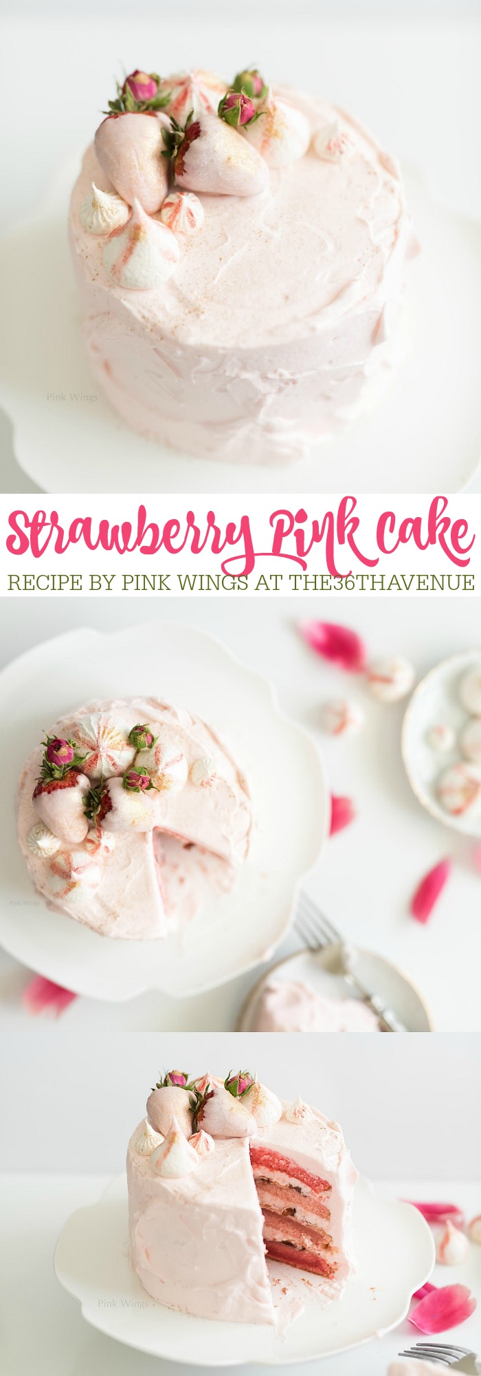 This Strawberry Cake Recipe is perfect to celebrate any special occasion.  The homemade frosting is delicious. Pin it now and bake it later! 