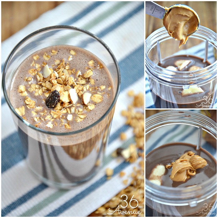 Three Ingredient Dairy Free Smoothie Recipe - Chocolate, peanut butter and bananas blended to perfections. PIN IT NOW and make it later!