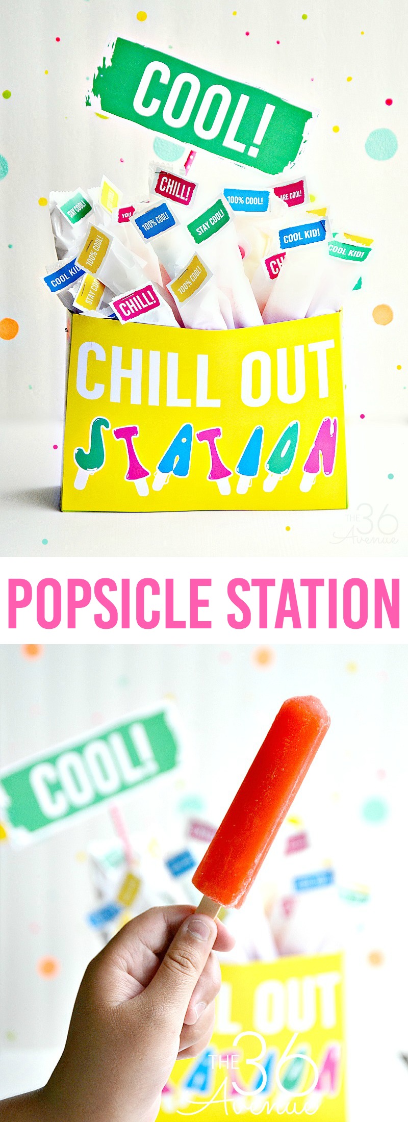 Turn a popsicle box into a refreshing Chill Out Station with these fun printables. Such a cool idea for pool and birthday parties. 