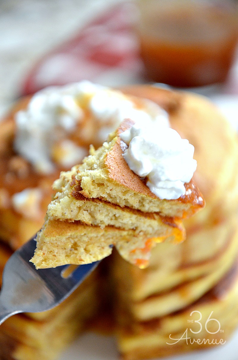 Fall Recipes - Delicious and easy homemade pumpkin pancakes and pumpkin syrup. These pancakes make the perfect Fall breakfast.