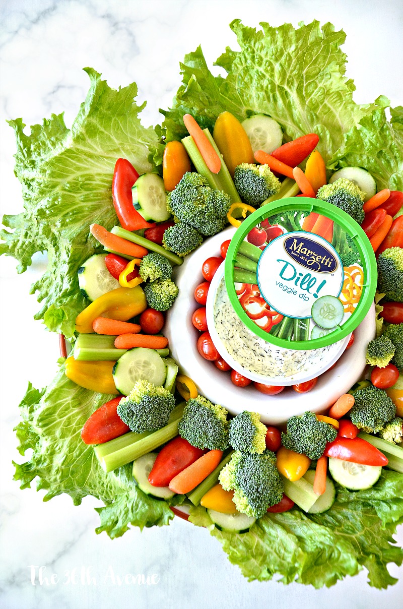 Veggie Wreath and dips. This vegetable wreath is perfect for parties and holidays. 